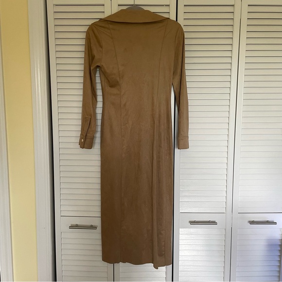 Zara Ruched Faux Suede Button Down Midi Dress - Picture 11 of 11